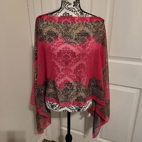 Classic paisley printed chiffon shawl - Picture 2 of 7